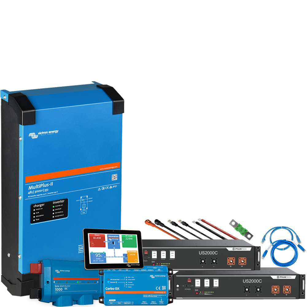 Wattschmiede Backup-Kit 4,8kWh Pylontech LiFePo4 Akku - Victron MultiPlus II 48/3000 Wechselrichter 1-Phasig