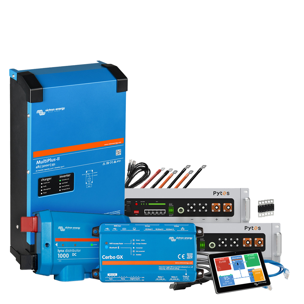 Wattschmiede Backup-Kit 10,24kWh Pytes V5a Akku - Victron MultiPlus II 48/3000 Wechselrichter 1-Phasig
