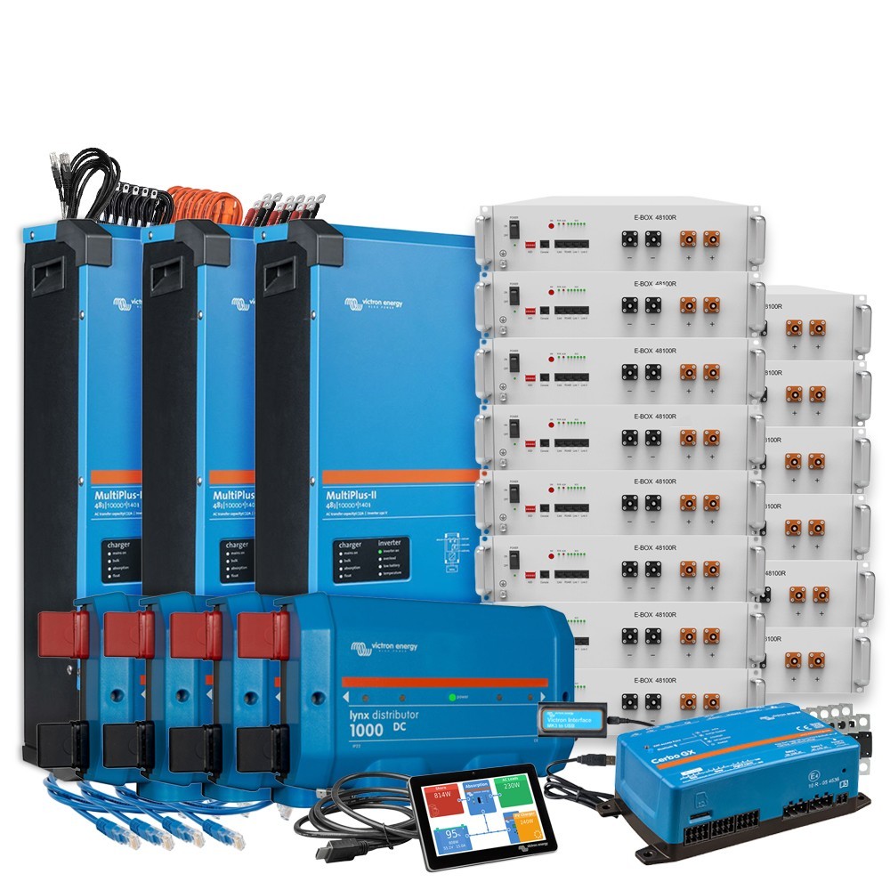 Wattschmiede Backup-Kit Nachrüstsatz 71,7  kWh mit Pytes E-Box 48100R-TE+ Akku Victron Multiplus II 48/10000 3-Phasig