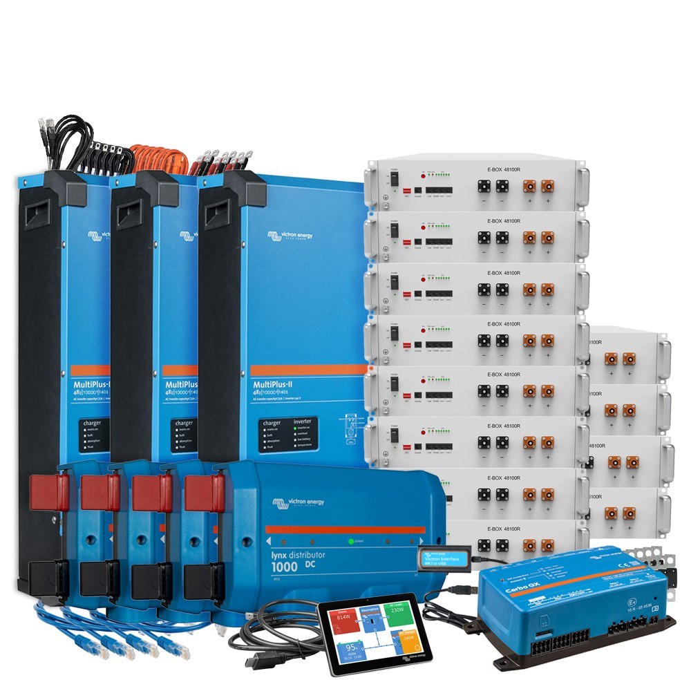 Wattschmiede Backup-Kit Nachrüstsatz 61,4 kWh mit Pytes E-Box 48100R-TE+ Akku Victron Multiplus II 48/10000 3-Phasig