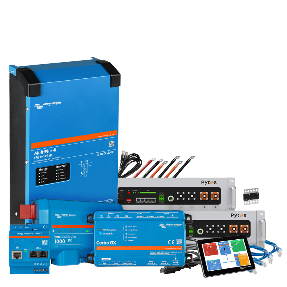 Wattschmiede Backup-Kit 10,24kWh Pytes V5a Akku - Victron MultiPlus II 48/3000 Wechselrichter 1-Phasig mit Stromzähler
