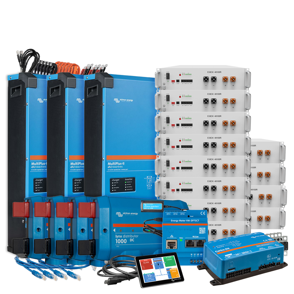 Wattschmiede Backup-Kit Nachrüstsatz 61,4 kWh mit Pytes E-Box 48100R-TE+ Akku Victron Multiplus II 48/10000 3-Phasig mit Stromzähler