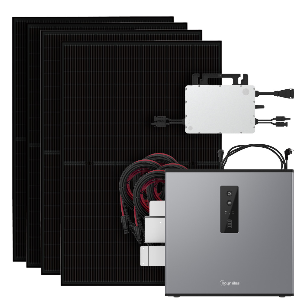 1800W Balkonkraftwerk mit 2,24kWh Hoymiles MS-A2 Speicher HMS-1600-4T + Wandhalterung
