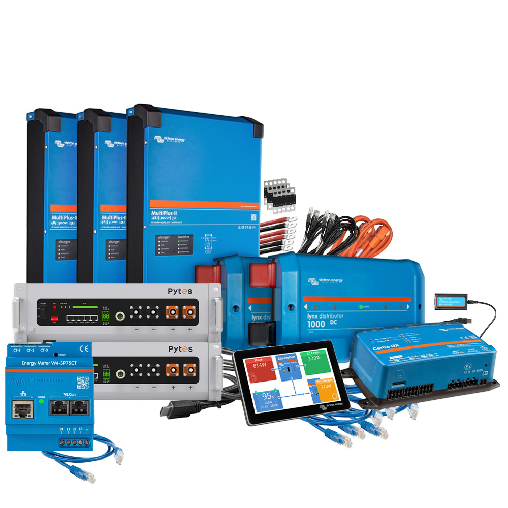 Wattschmiede Backup-Kit 10,24kWh Pytes V5a Akku - Victron MultiPlus II 48/3000 Wechselrichter 3-Phasig mit Stromzähler