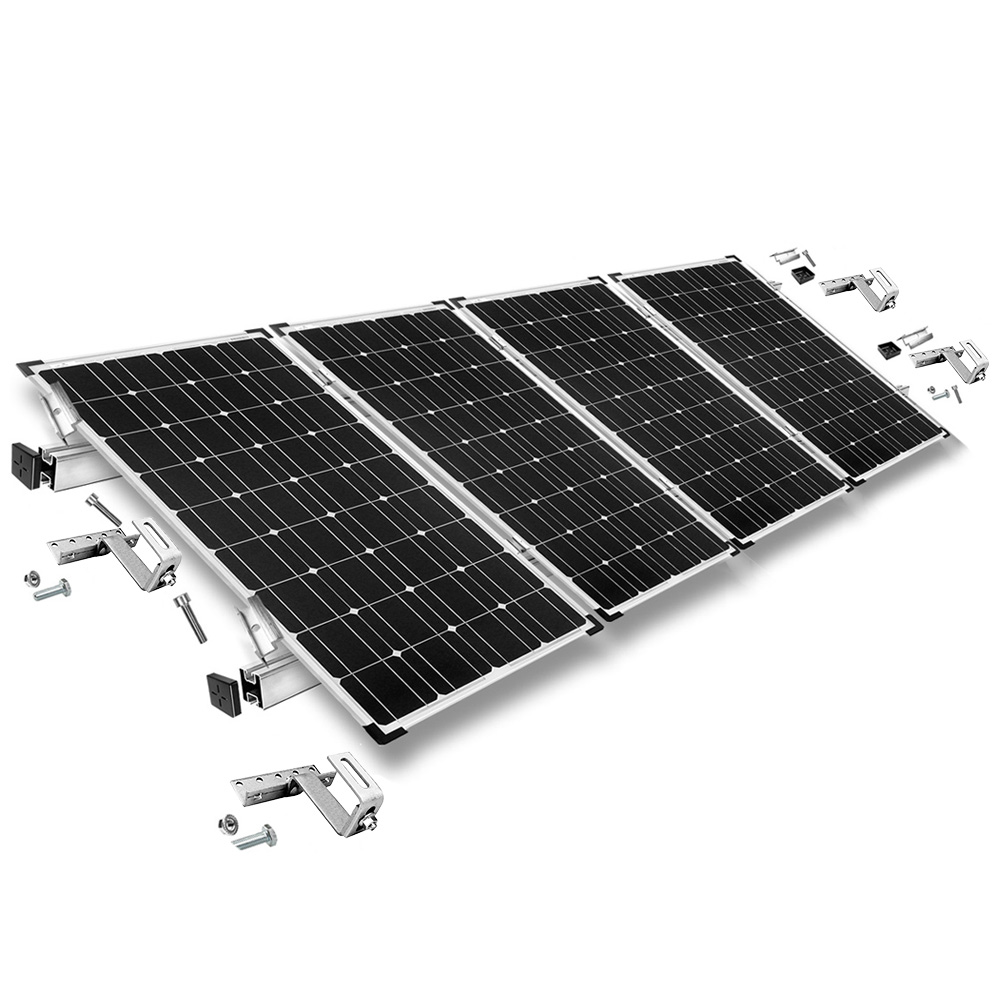 Befestigungskit mit Dachhaken 3-fach verstellbar (für Dachziegel) für Schrägdachmontage von Solarpanelen 30mm - 40mm Rahmenhöhe