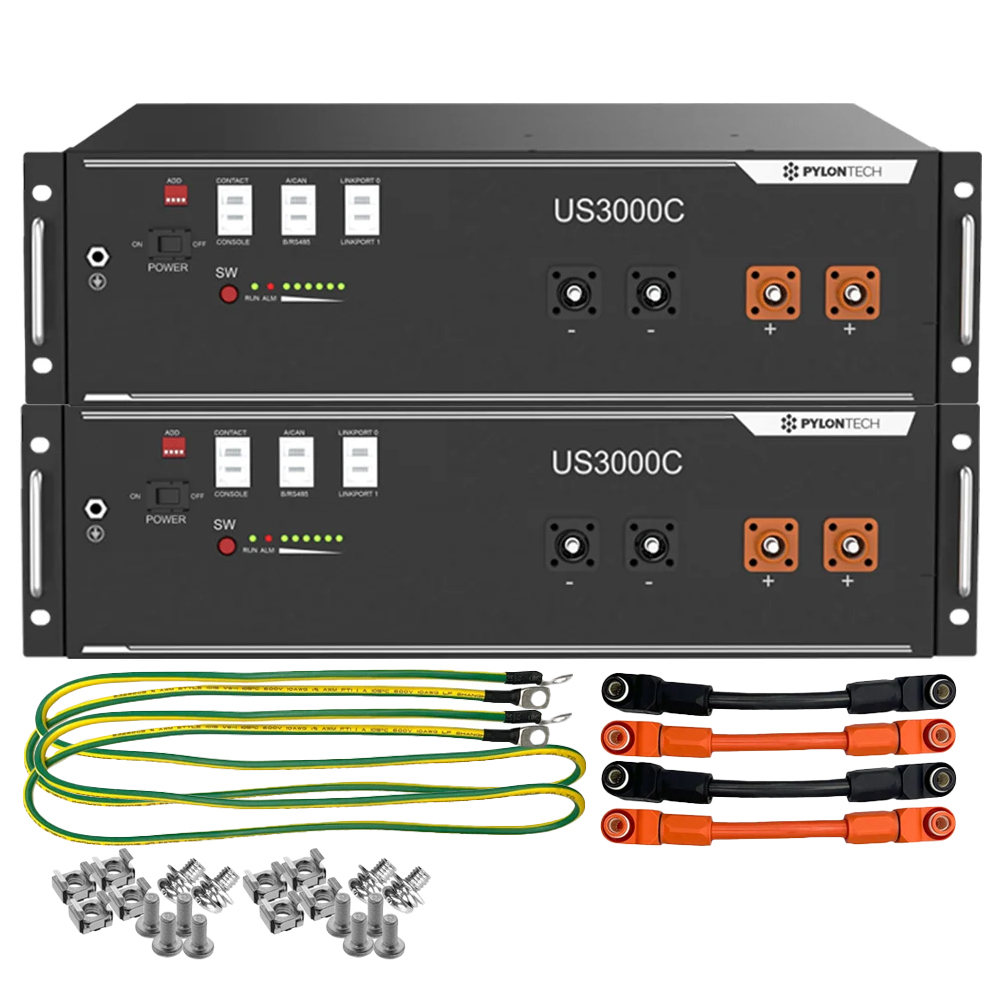 2x Pylontech US3000C LiFePO4 48V + Brackets + Anschlusskabel 7kWh Speicherpaket