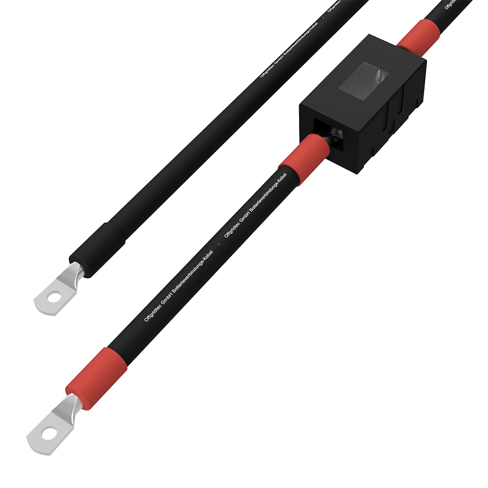 2,5m 25mm² Batteriekabel mit MIDI-Sicherungshalter Schraubklemmenanschluss auf M8
