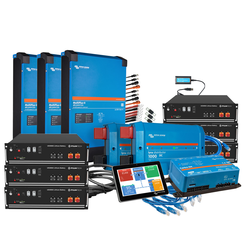 Wattschmiede Backup-Kit 3-phasig 7 bis 21 kWh Nachrüstsatz mit Pylontech US3000C Akku Victron MultiPlus-II 48/5000