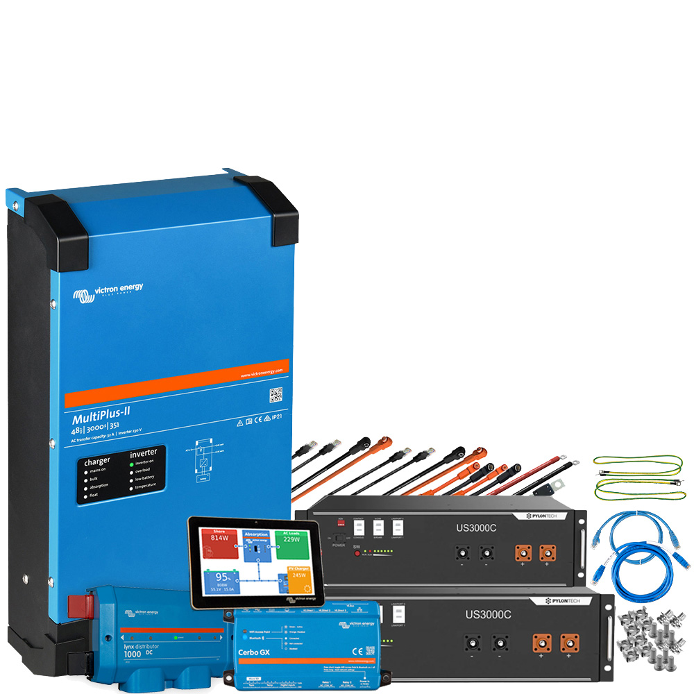Wattschmiede Backup-Kit Nachrüstsatz mit Pylontech US3000C Akku Victron Multiplus II 48/5000 1-Phasig