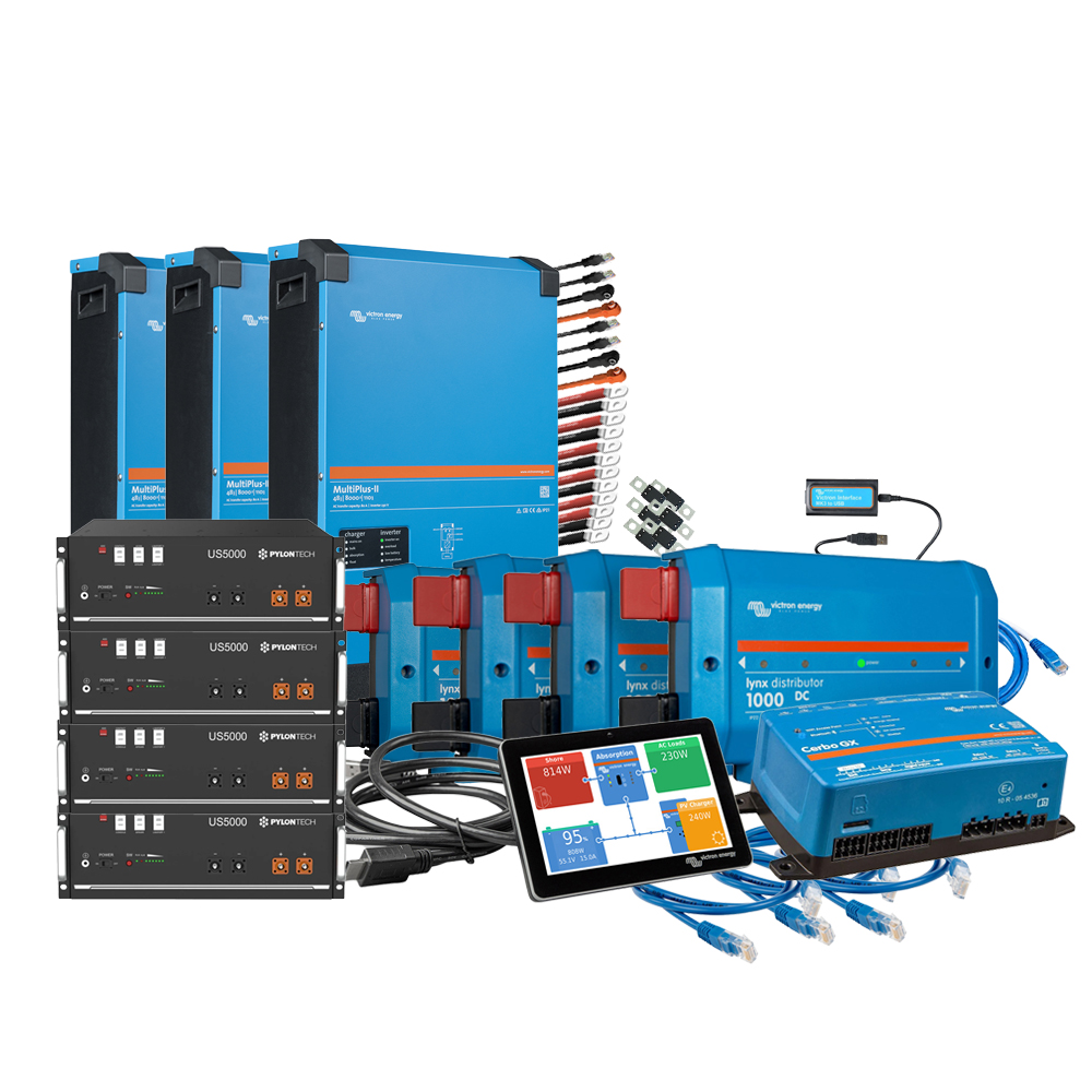 Wattschmiede Backup-Kit 3-phasig 19,2 bis 38,4 kwh Nachrüstsatz mit Pylontech US5000 Akku Victron MultiPlus-II 48/8000