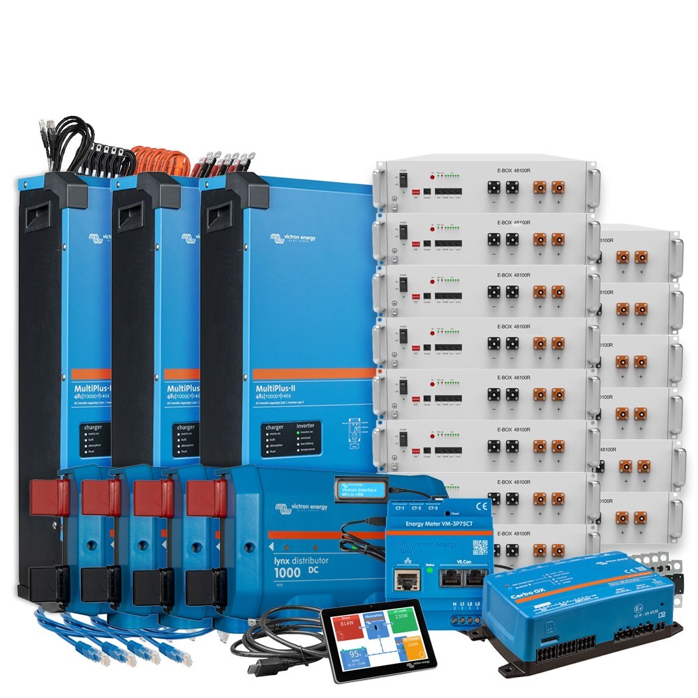 Wattschmiede Backup-Kit Nachrüstsatz 71,7 kWh mit Pytes E-Box 48100R-TE+ Akku Victron Multiplus II 48/10000 3-Phasig mit Stromzähler