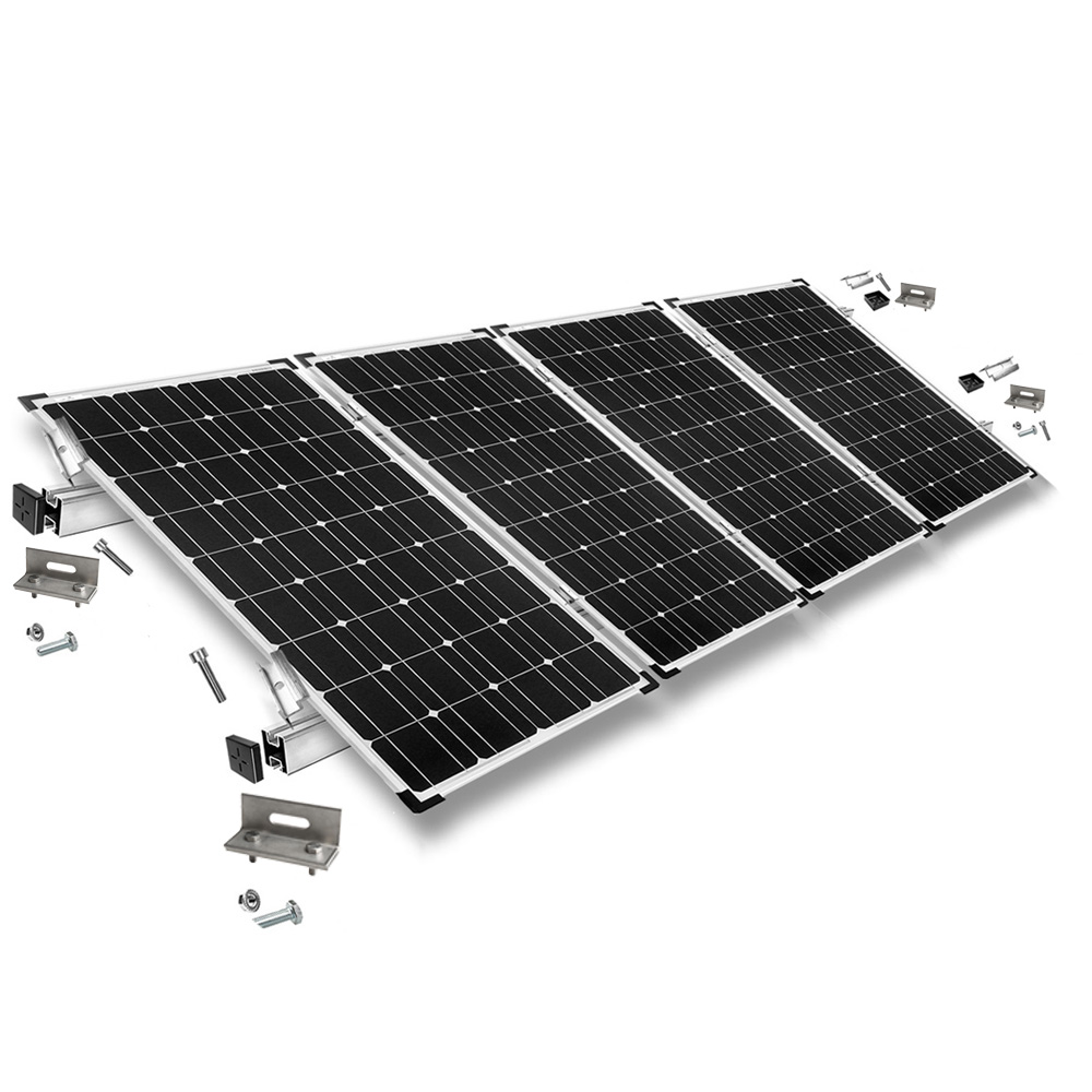 Befestigungskit mit Stehfalzklemmen für Schrägdachmontage 4 Solarpanele Rahmenhöhe 30mm