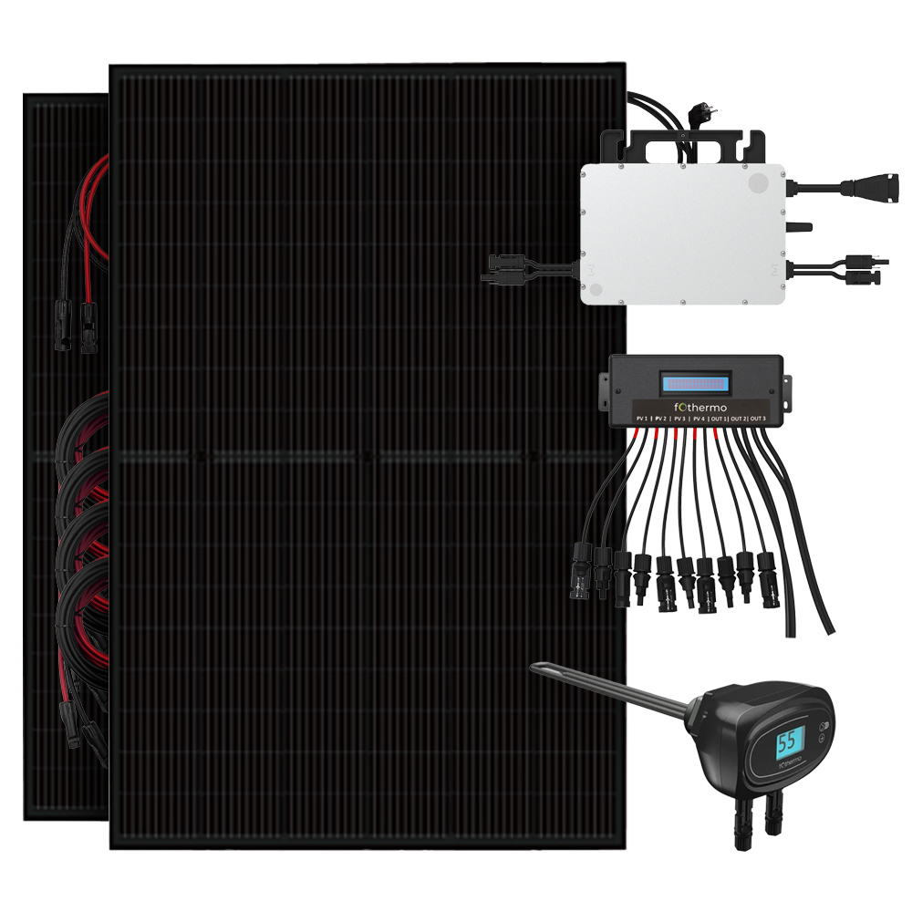 900W Solaranlage mit Fothermo Solarheizstab, Umschaltgerät und Hoymiles HMS-800W-2T mit 800W Netzeinspeisung